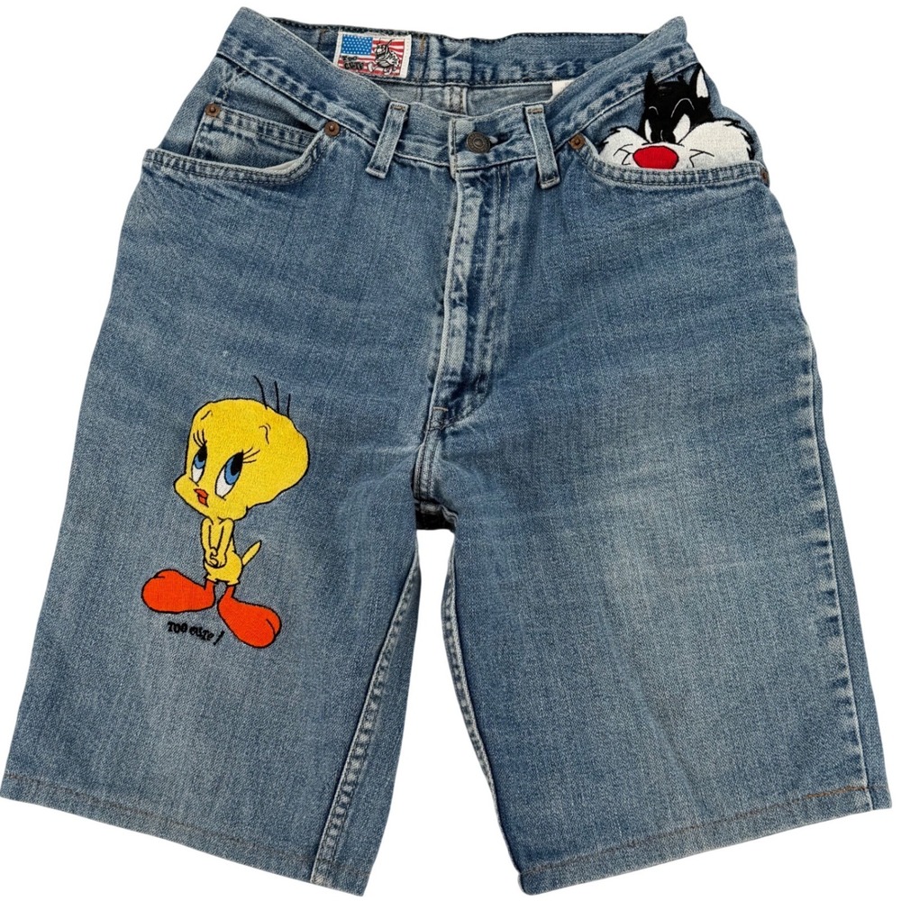 Vintage 90s Levi's Orange Tab Looney Tunes Denim Shorts USA Tweety